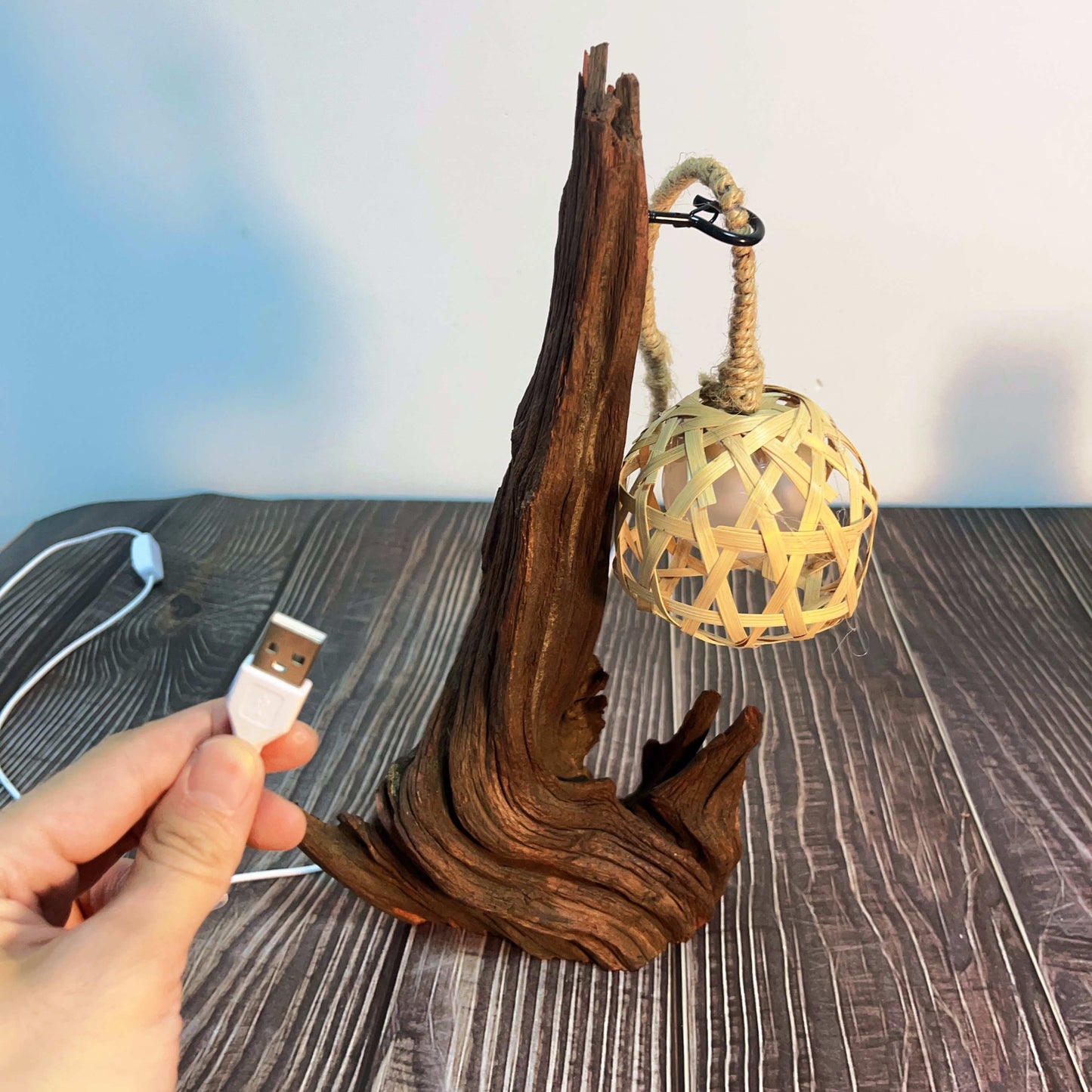 Driftwood Table Lamp,Wooden Night Lamp,Handcrafted Root Lamp