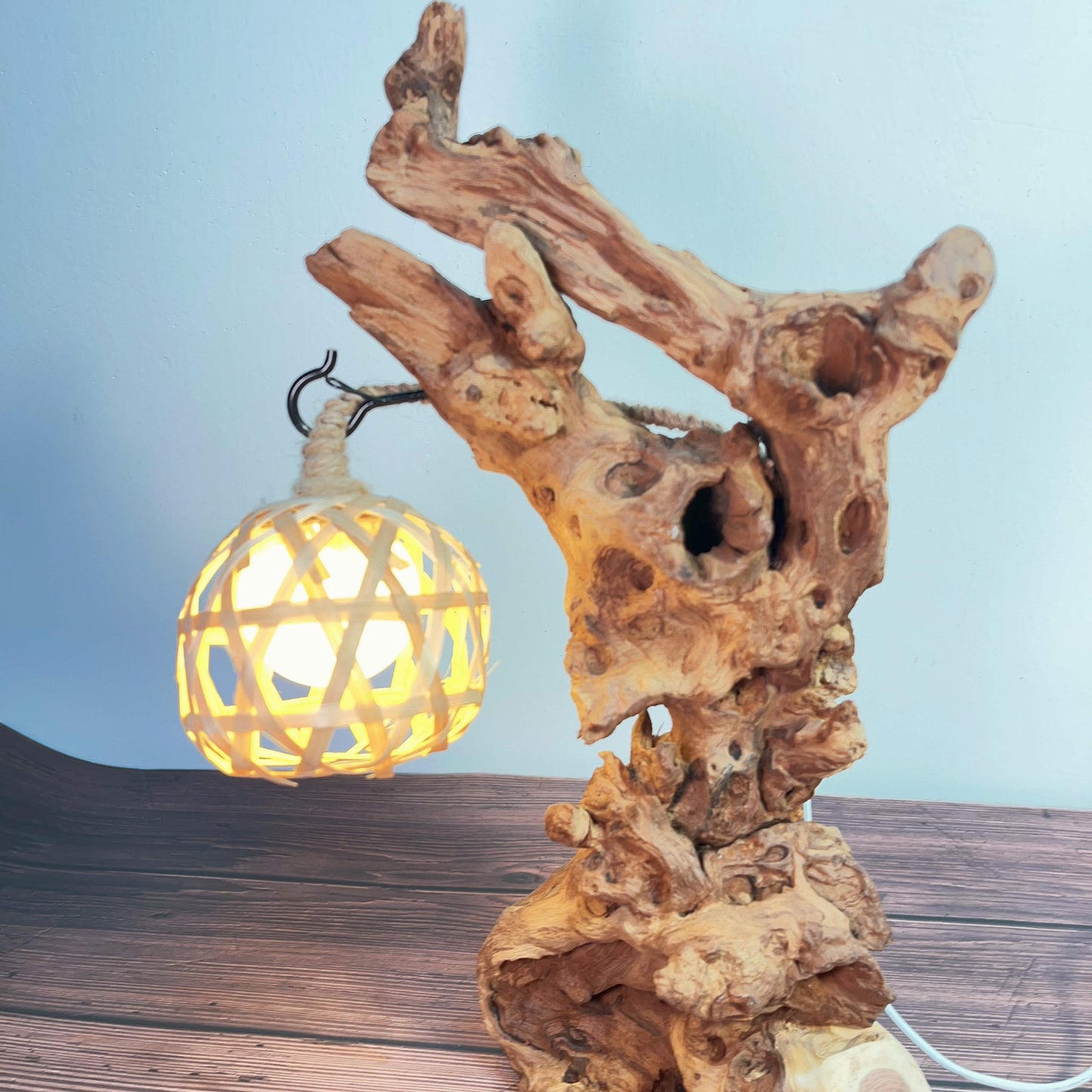 Driftwood Table Lamp,Wooden Night Lamp,Handcrafted Root Lamp