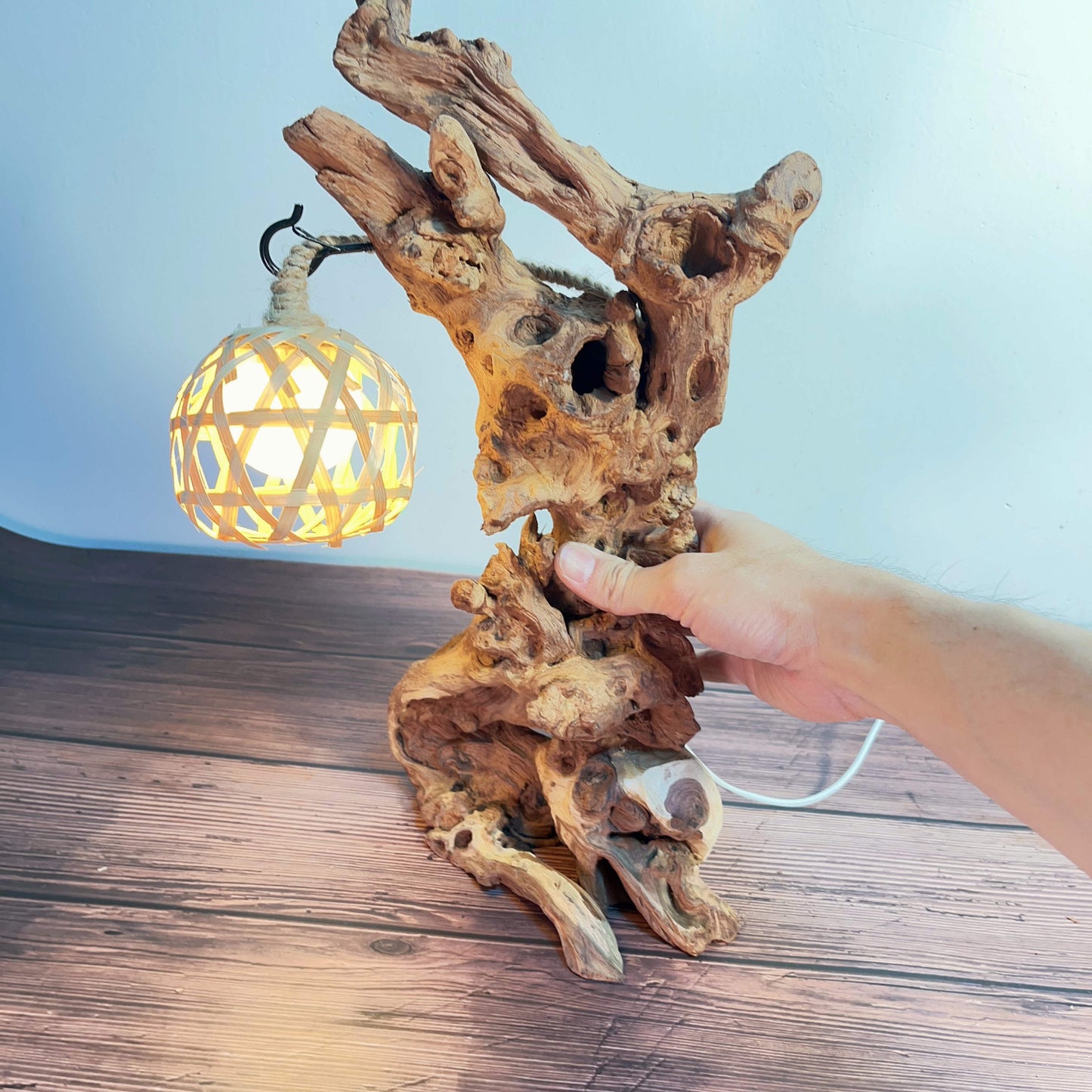 Driftwood Table Lamp,Wooden Night Lamp,Handcrafted Root Lamp