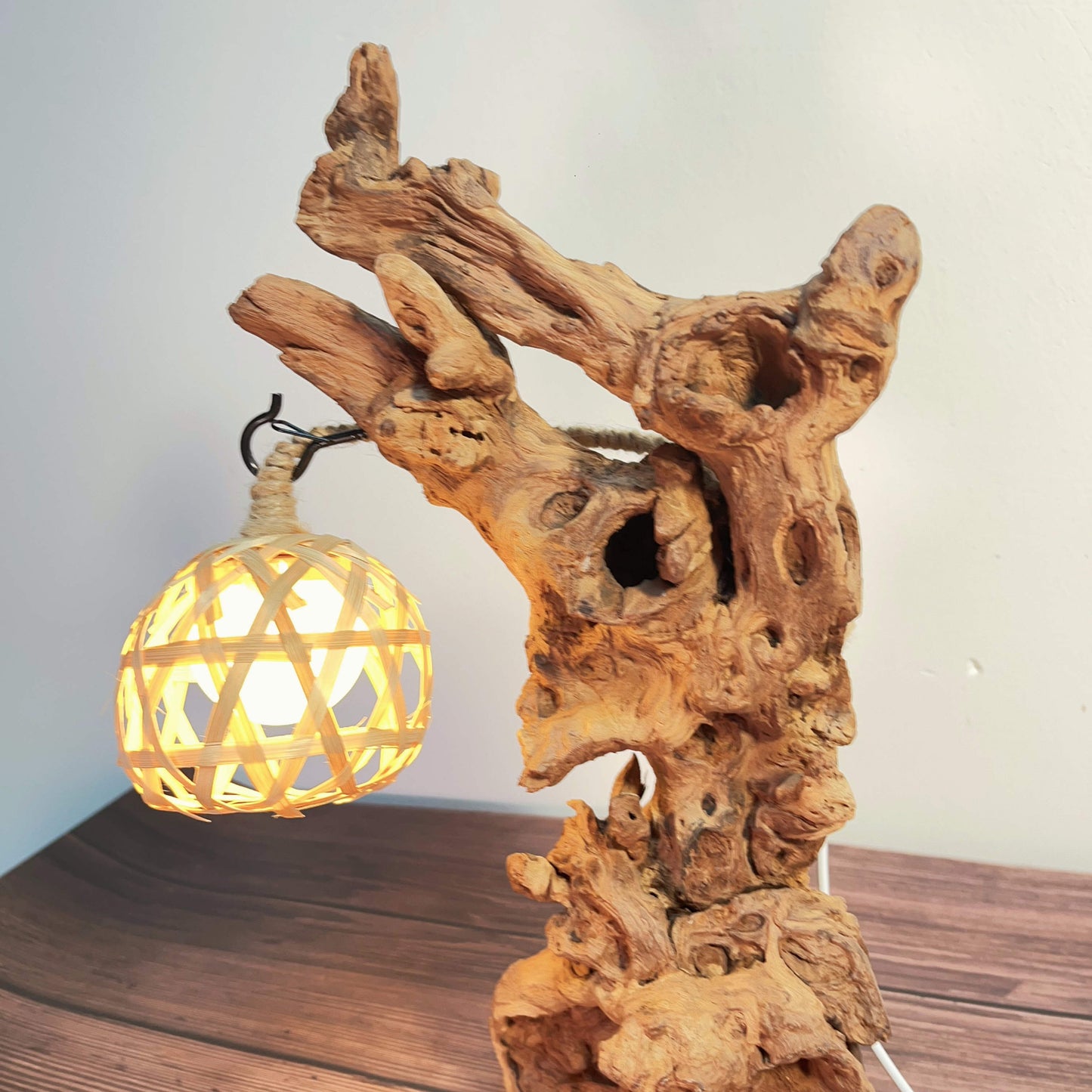 Driftwood Table Lamp,Wooden Night Lamp,Handcrafted Root Lamp