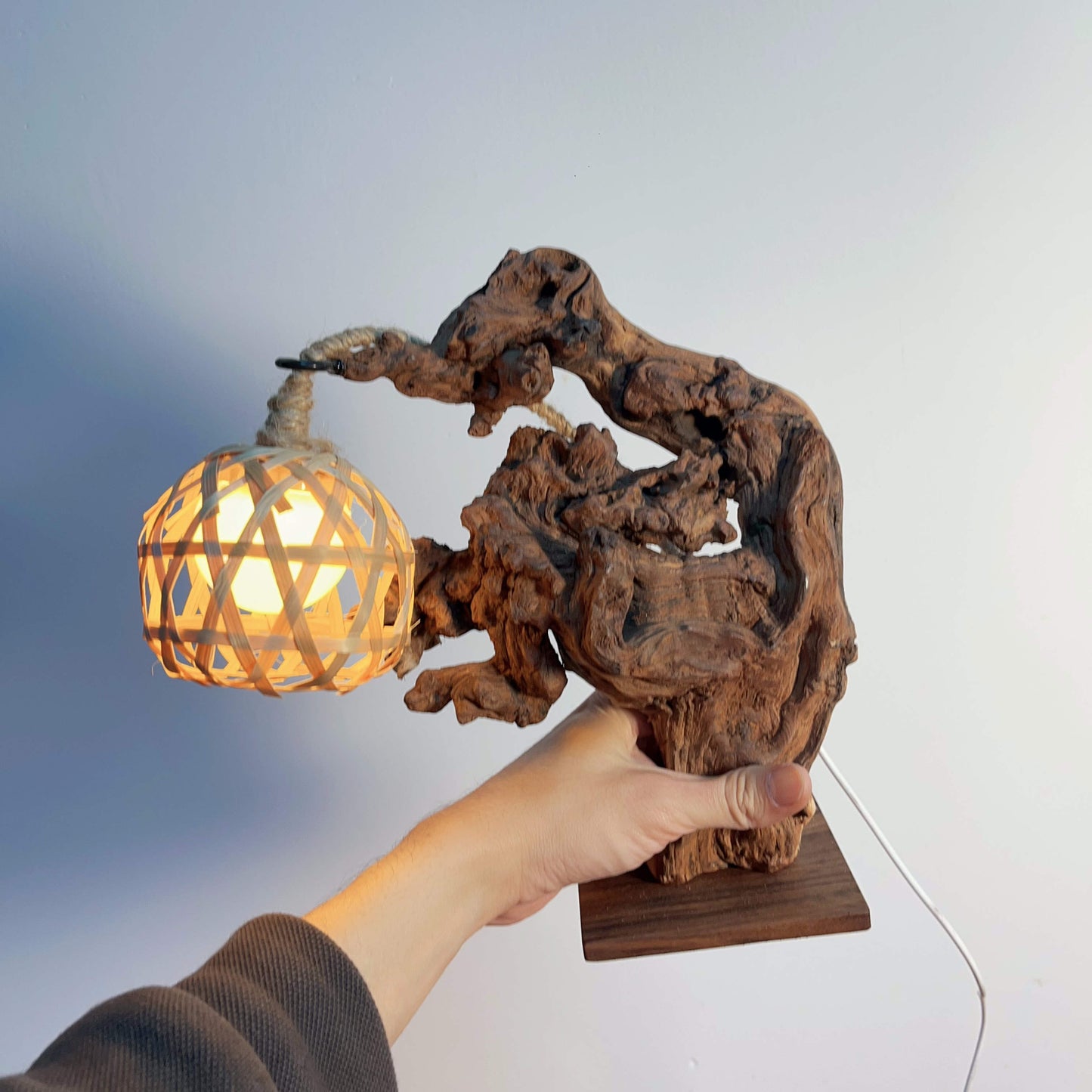 Driftwood Table Lamp,Wooden Night Lamp,Handcrafted Root Lamp