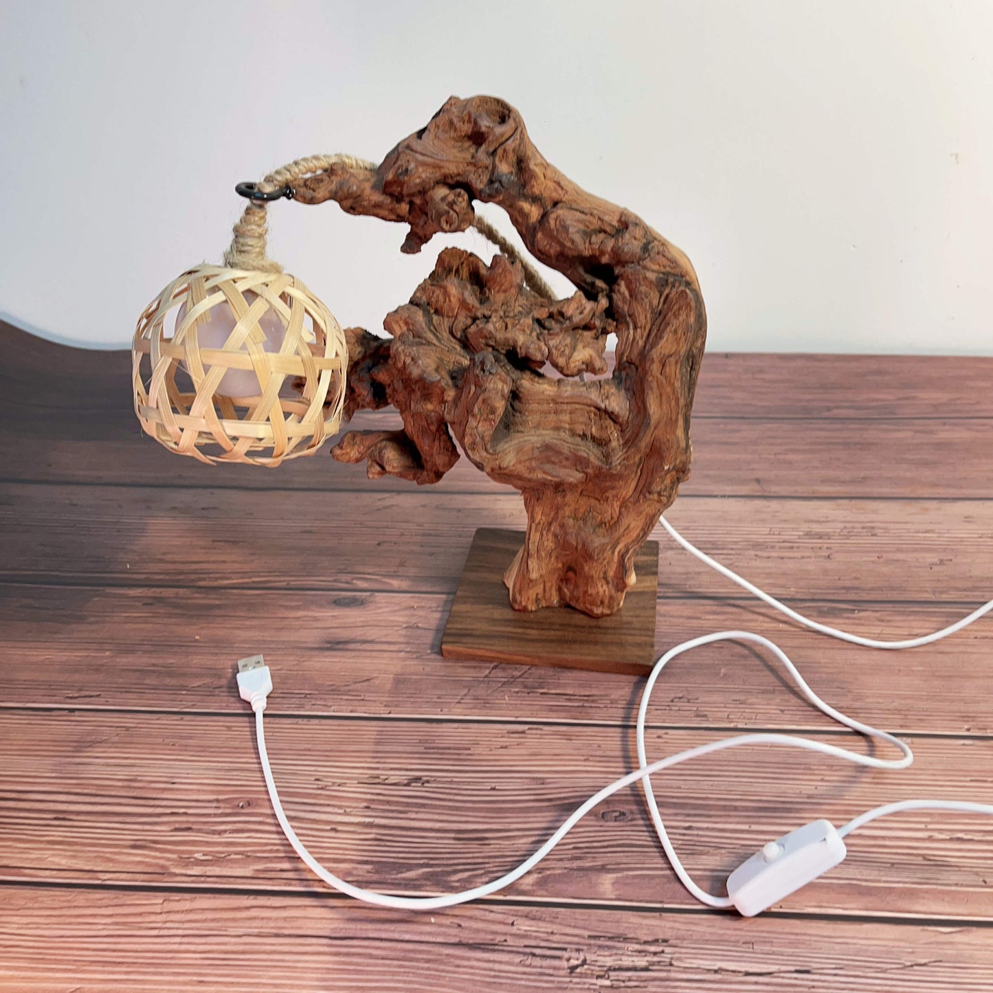 Driftwood Table Lamp,Wooden Night Lamp,Handcrafted Root Lamp