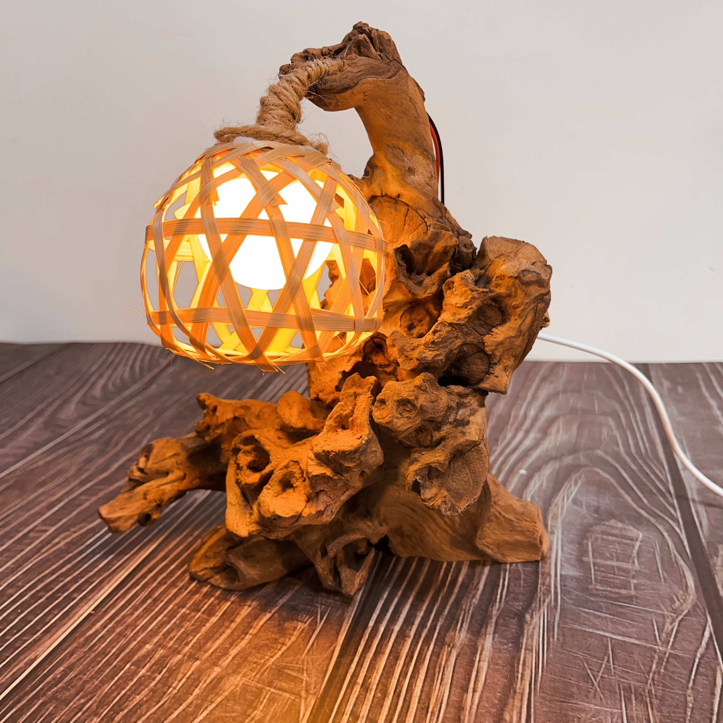 Driftwood Table Lamp,Wooden Night Lamp,Handcrafted Root Lamp