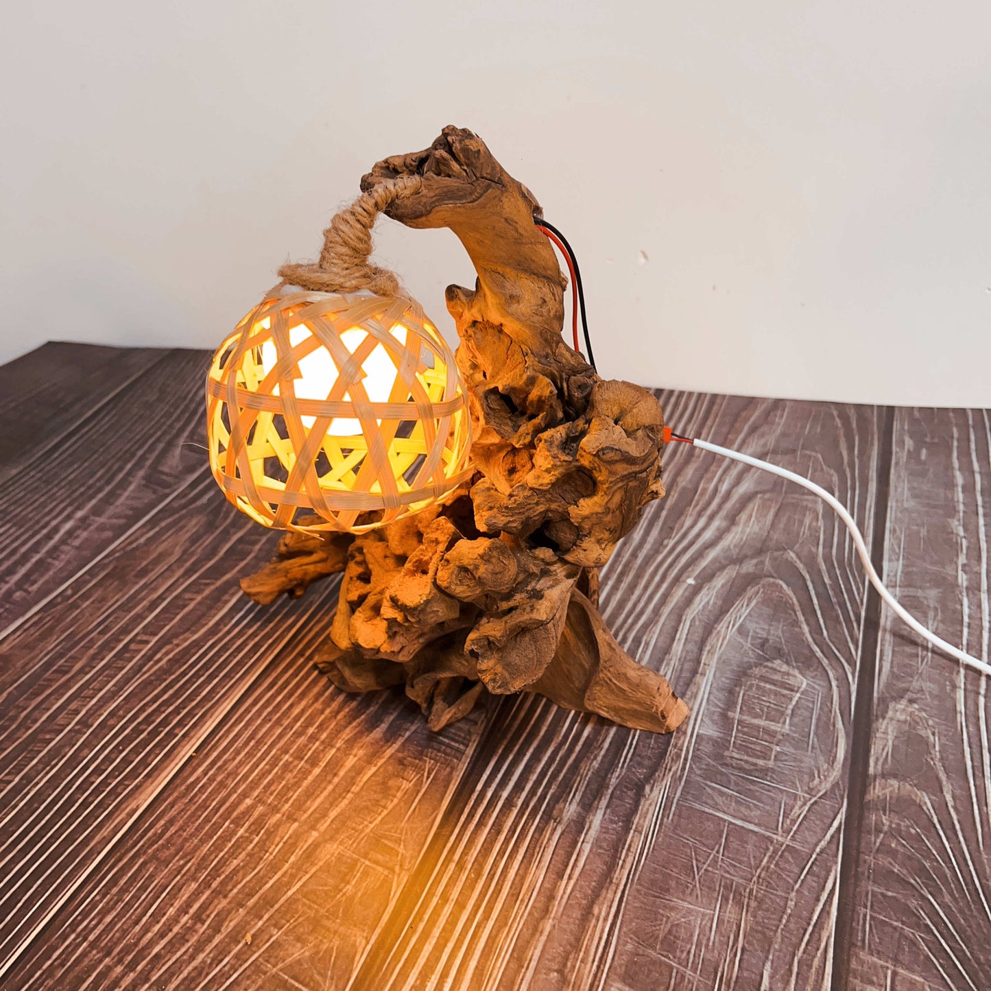 Driftwood Table Lamp,Wooden Night Lamp,Handcrafted Root Lamp