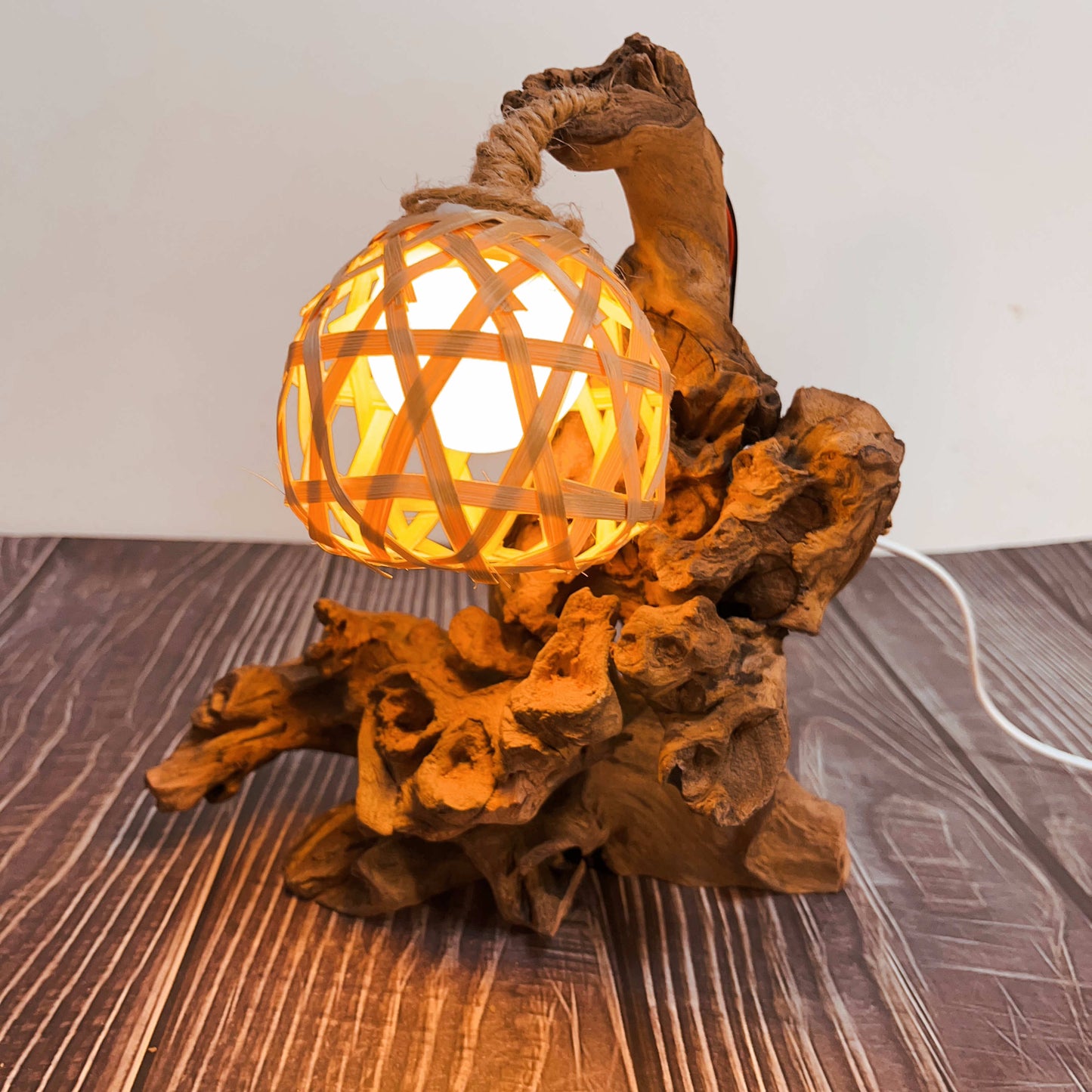 Driftwood Table Lamp,Wooden Night Lamp,Handcrafted Root Lamp