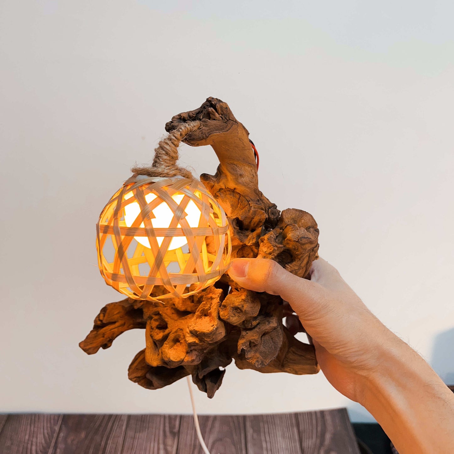 Driftwood Table Lamp,Wooden Night Lamp,Handcrafted Root Lamp