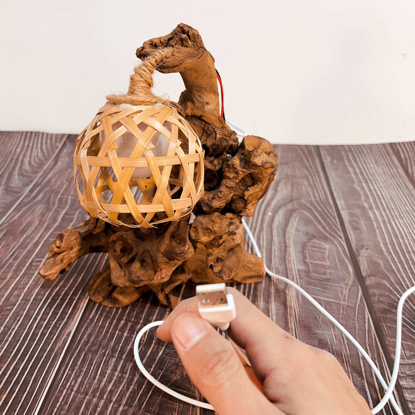 Driftwood Table Lamp,Wooden Night Lamp,Handcrafted Root Lamp