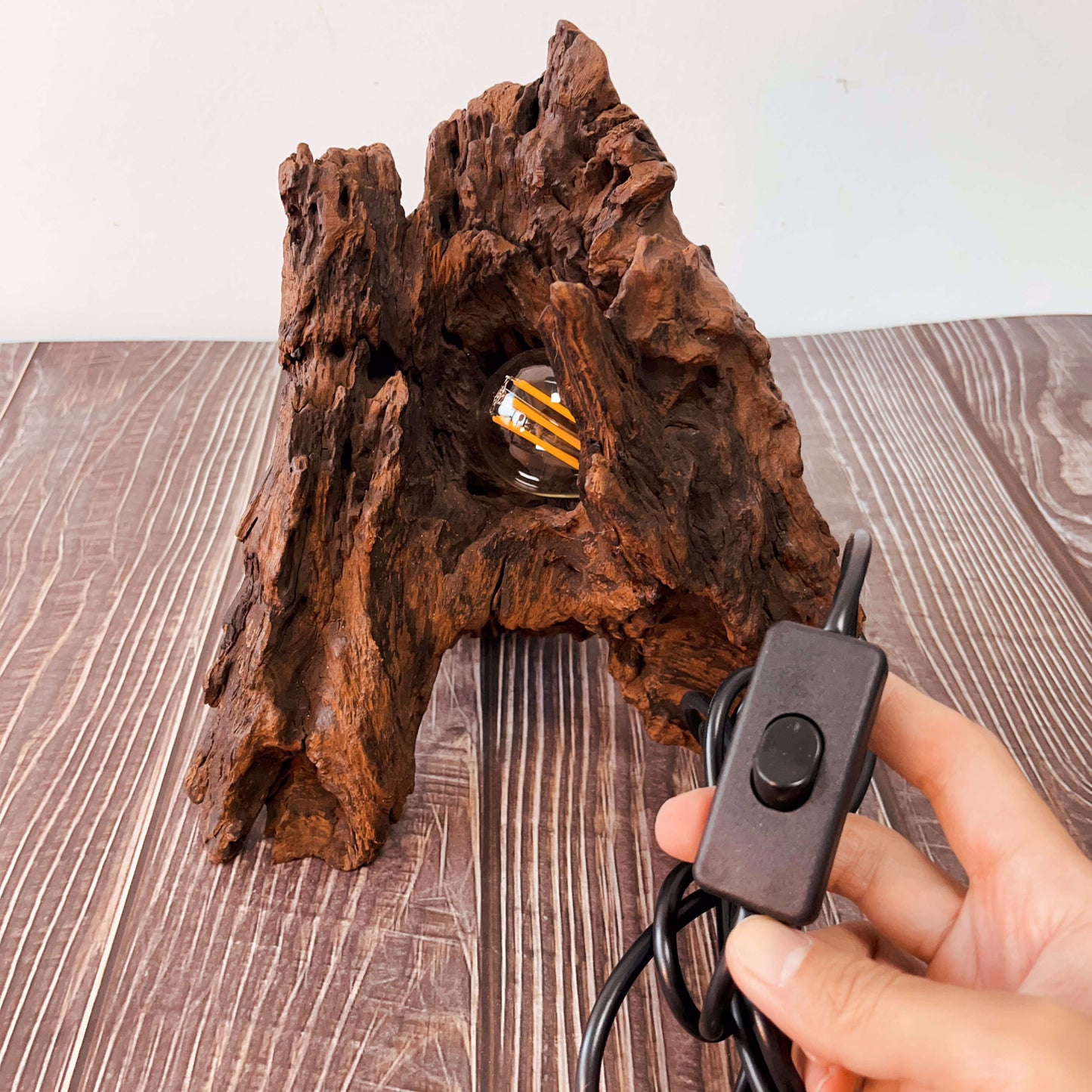 Driftwood Table Lamp,Wooden Night Lamp,Handcrafted Root Lamp