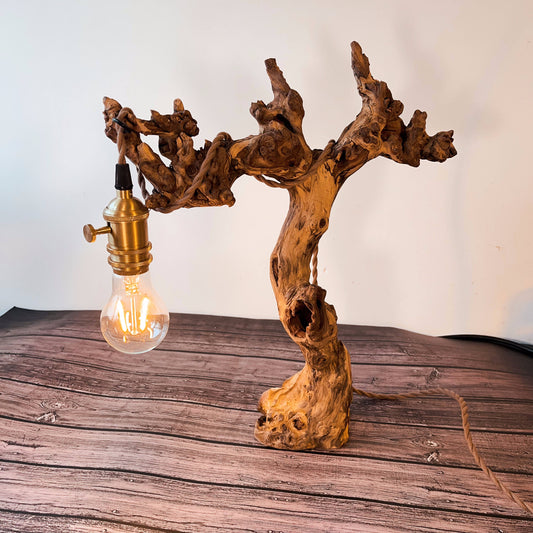 Driftwood Table Lamp,Wooden Night Lamp,Handcrafted Root Lamp