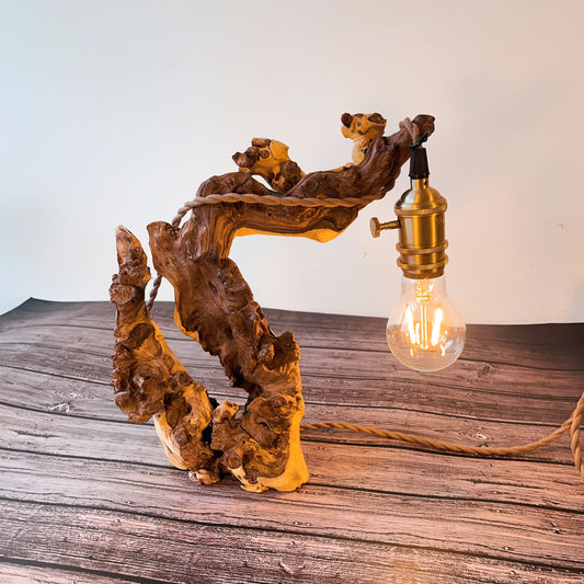 Driftwood Table Lamp,Wooden Night Lamp,Handcrafted Root Lamp