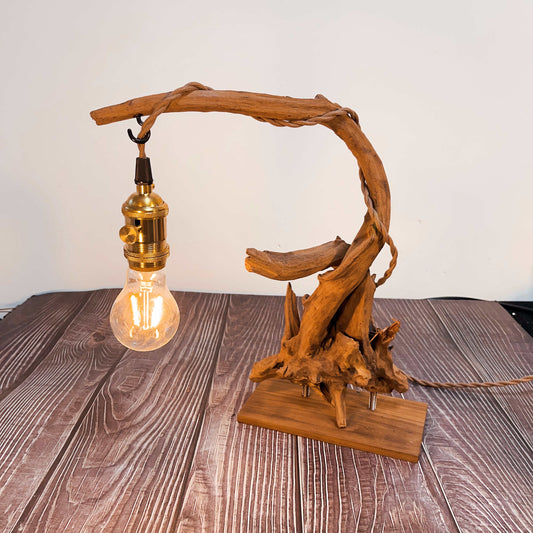 Driftwood Table Lamp,Wooden Night Lamp,Handcrafted Root Lamp